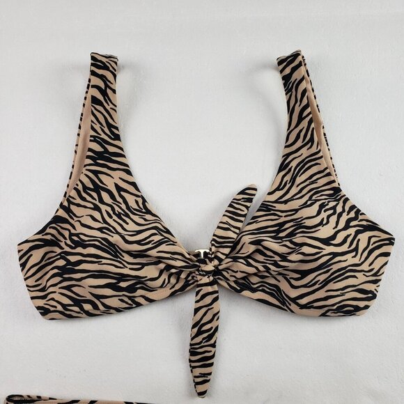 Hollister Animal Print Bikini Womens Medium Tan Two Piece Cheeky Bottom Swimsuit - Picture 2 of 15